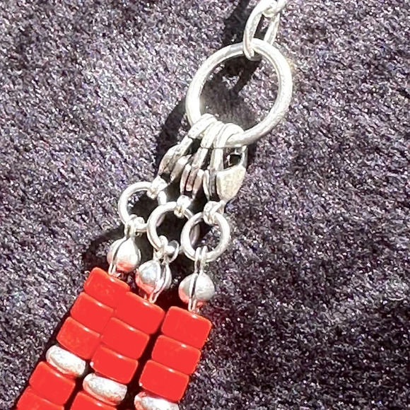 Multiple Looks 3 Strand Orange & Silver Long Statement Necklace Premier Designs - Picture 5 of 16